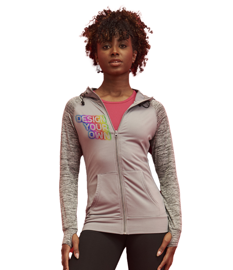 Ladies sports contrast zip hoodie