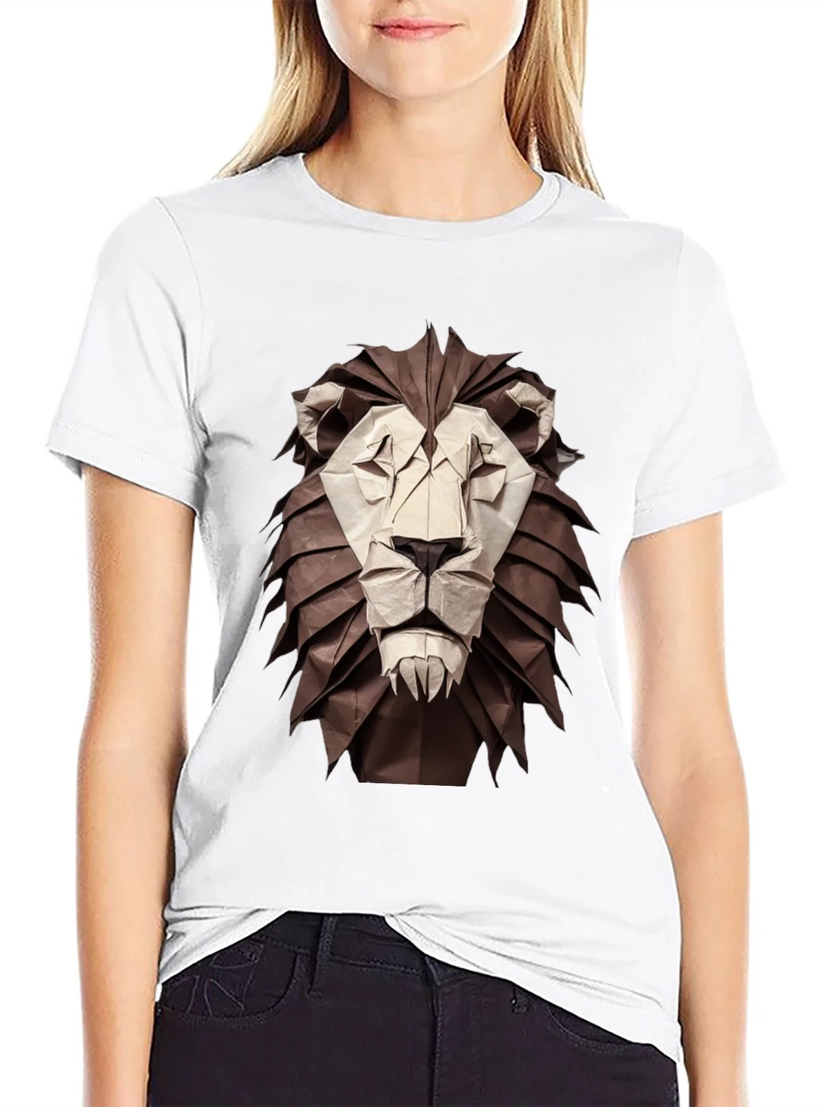 Origami Lion Graphic Tee - Unique Design