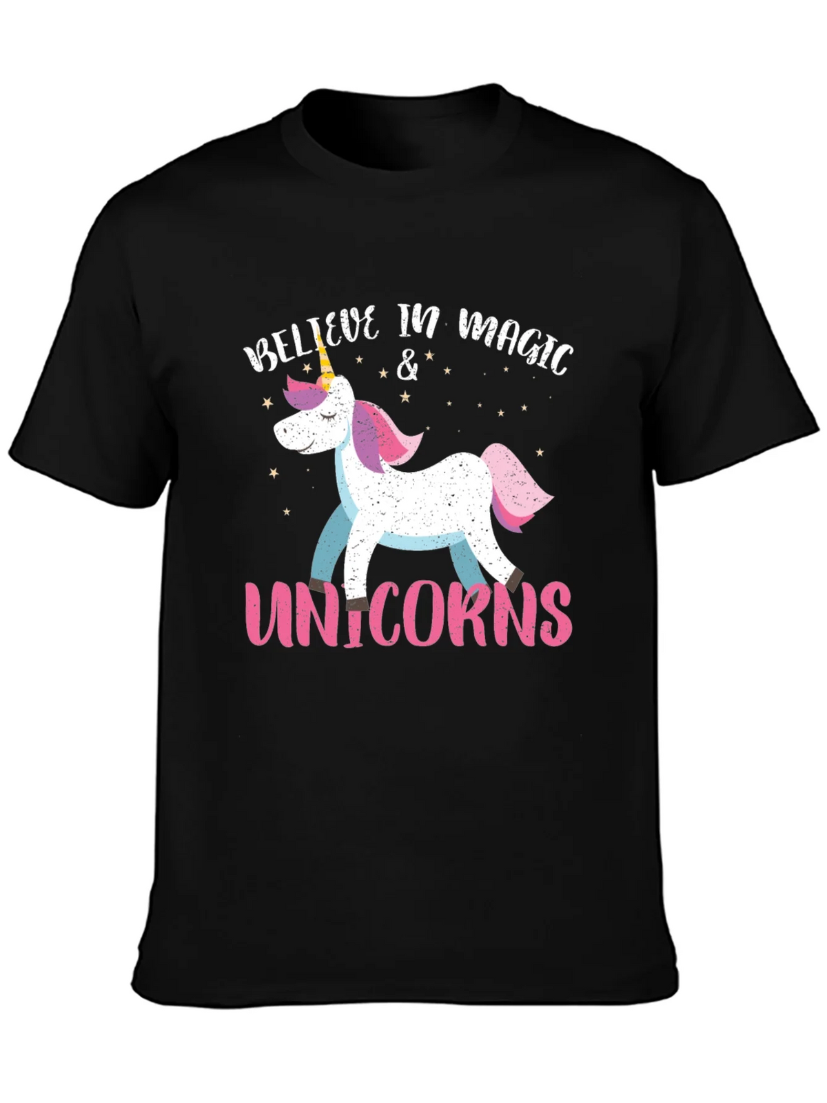 Believe in Magic Unicorns Black T-Shirt