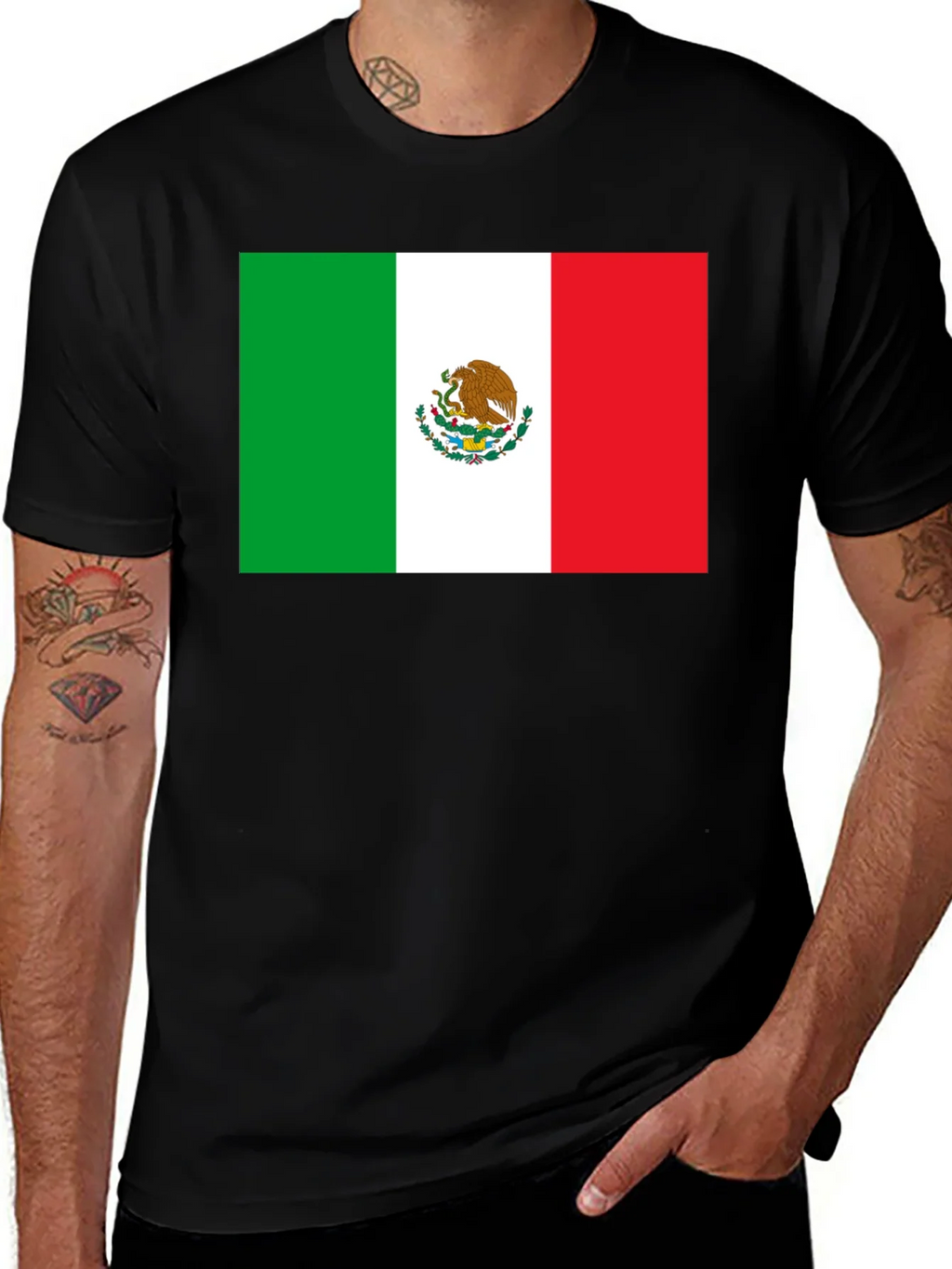 Mexican Flag Graphic Black T-Shirt