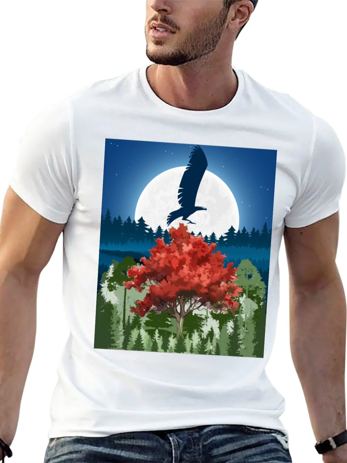 Eagle Moon Graphic Tee - Nature Inspired Design