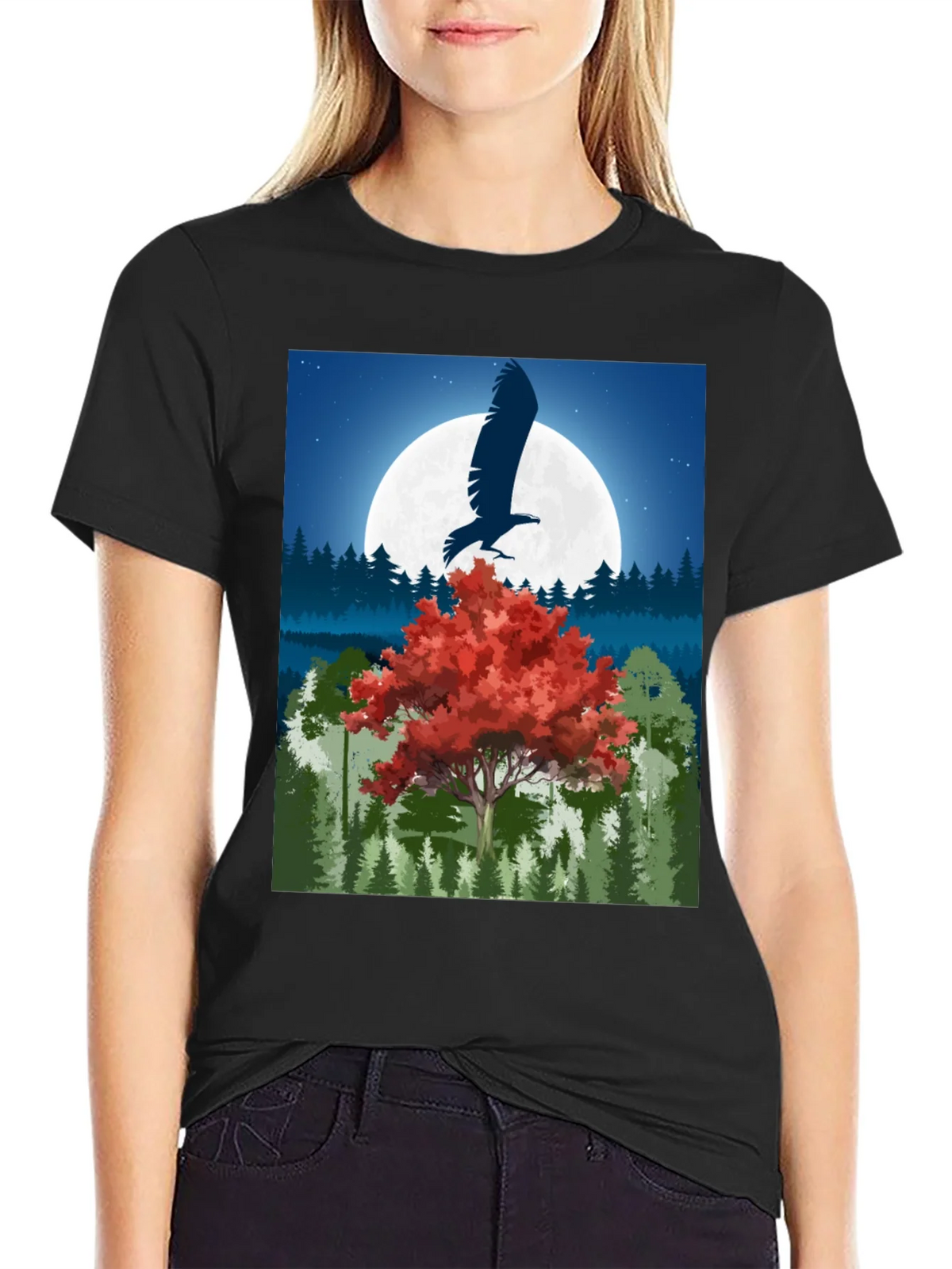 Eagle Moon Graphic Tee - Nature Inspired Design