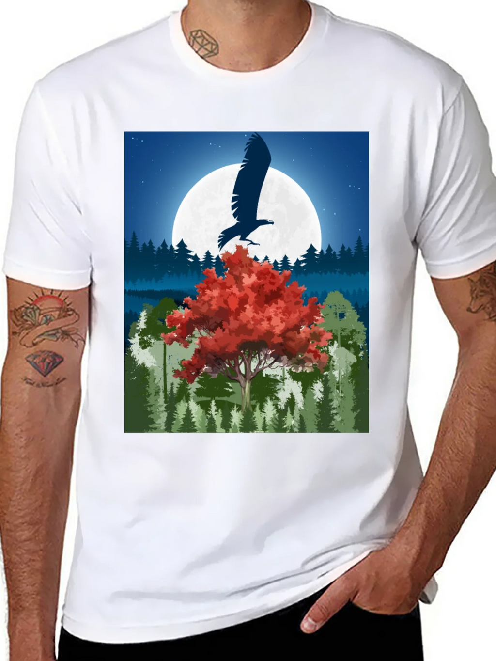 Eagle Moon Graphic Tee - Nature Inspired Design