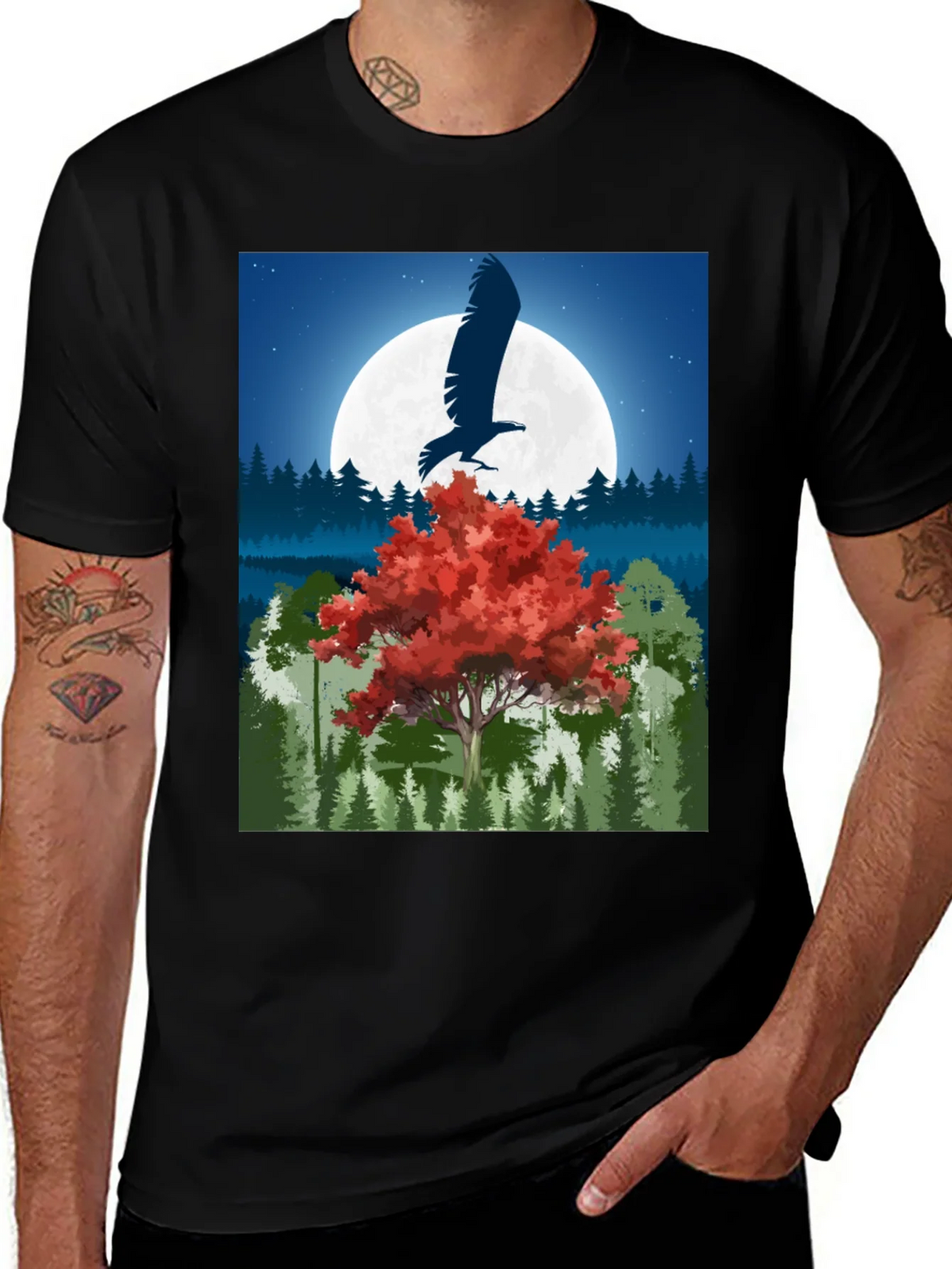 Eagle Moon Graphic Tee - Nature Inspired Design