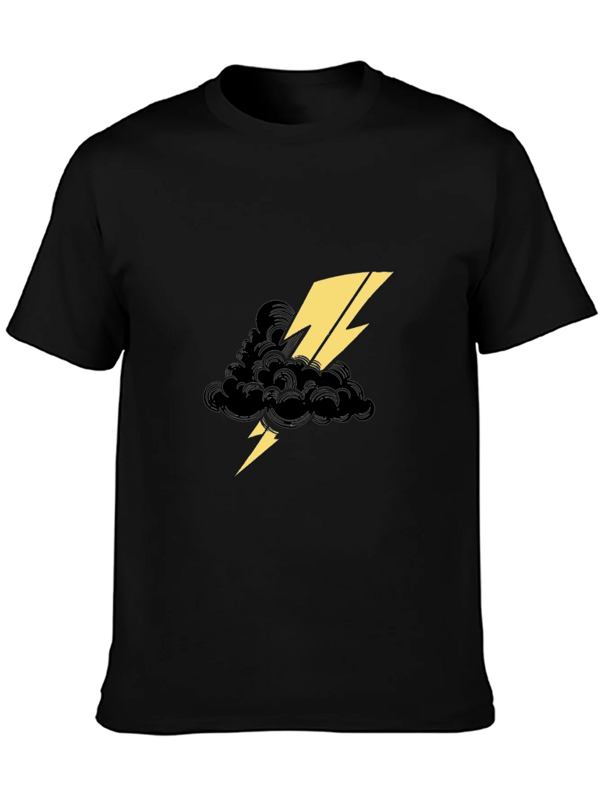 Black Tee with Lightning Cloud Graphic