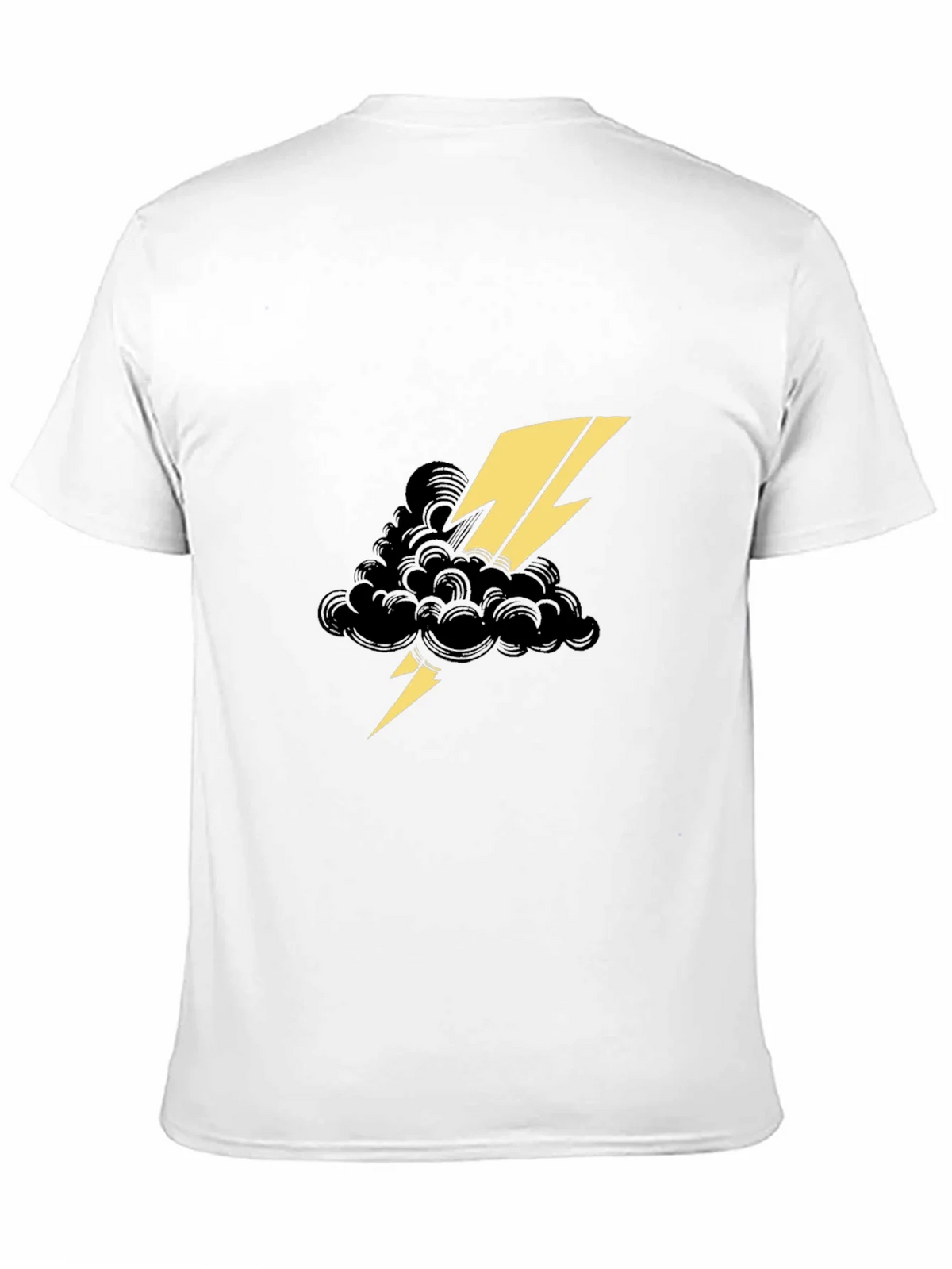 Black Tee with Lightning Cloud Graphic